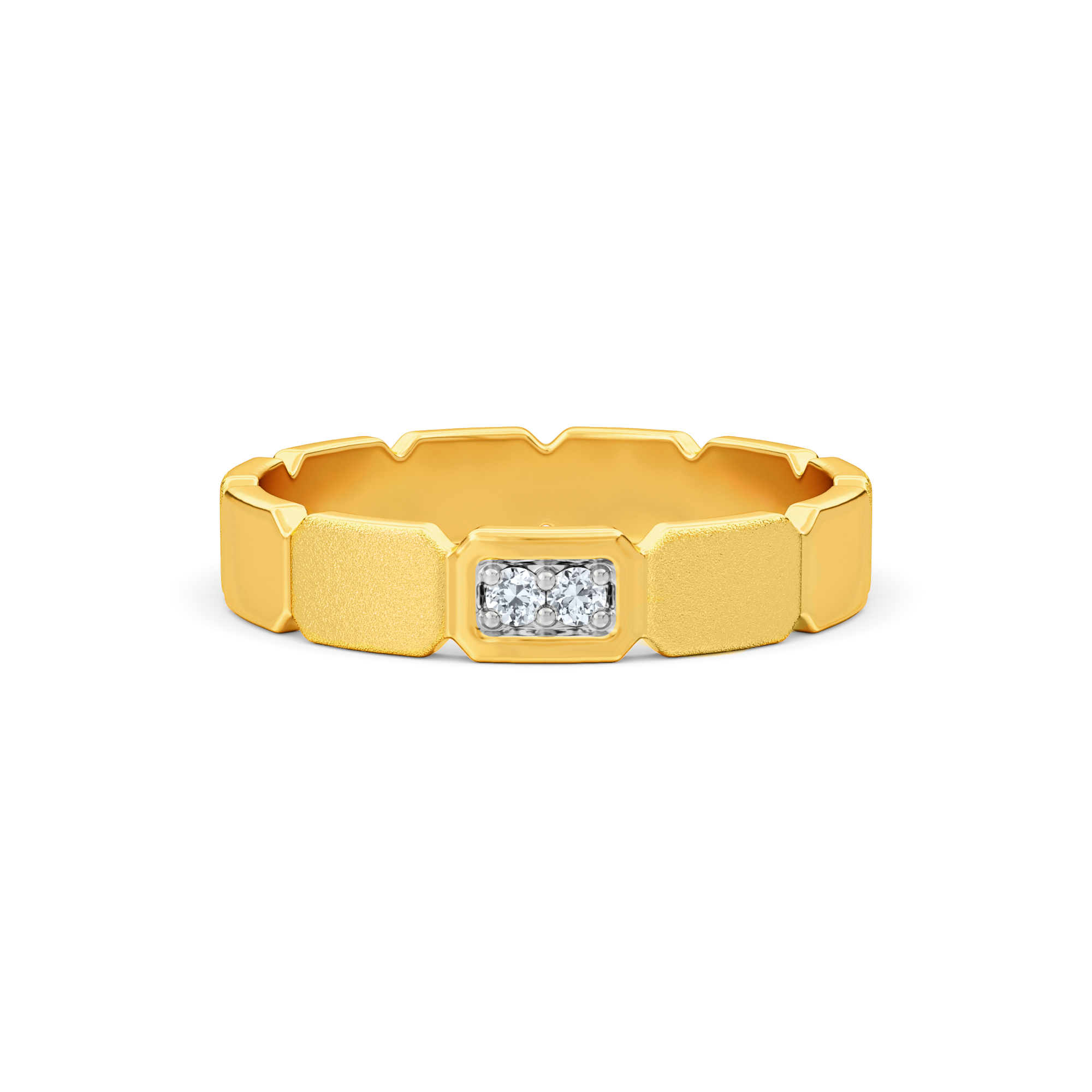 Alex 925 Silver Gold-Plated Diamond Men's Ring — Silver / 12