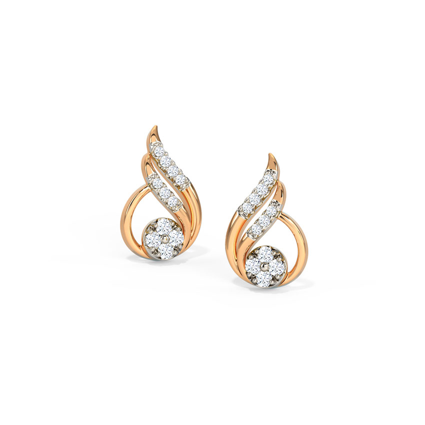 Delicate Dewdrop Diamond Stud Earrings — Rose Gold