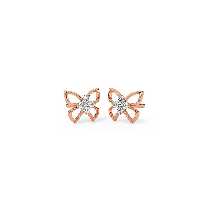 Glimmer Wings Diamond Stud Earrings — Rose Gold