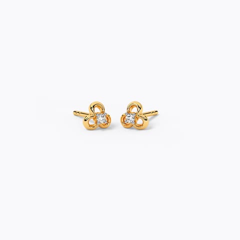 Minimal Bloom Diamond Stud Earrings — Rose Gold