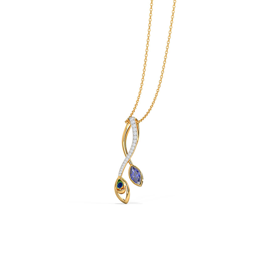 Entwined Peacock Gemstone Pendant — Rose Gold