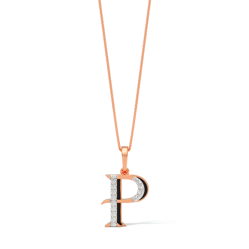 Haze Alphabet P Diamond Pendant — Rose Gold