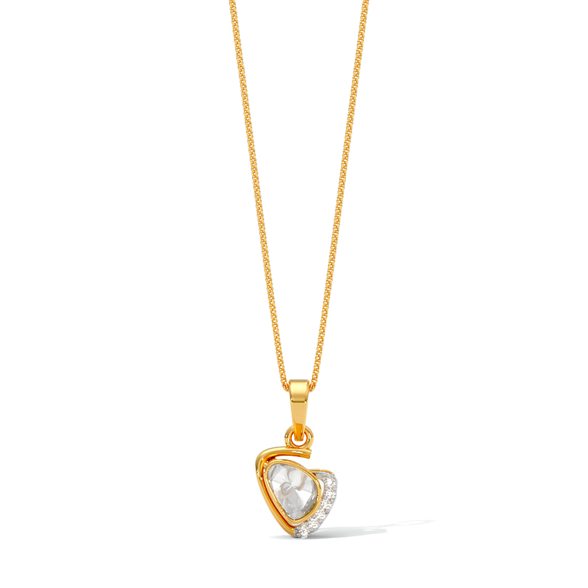 Minimal Polki Gemstone Pendant — Rose Gold