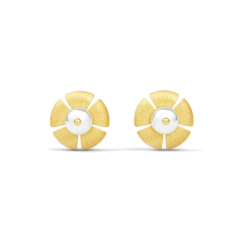 Ivory Bloom 22KT Gemstone Stud Earrings — Rose Gold