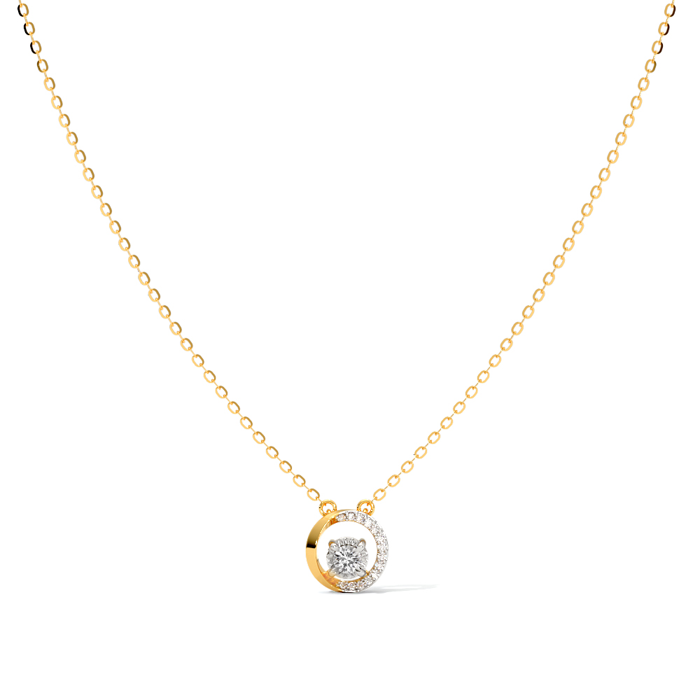 Classic Circle Solitaire Necklace — Rose Gold / 16 in