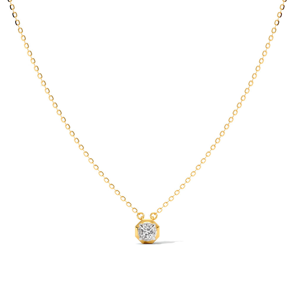 Classic Hexa Solitaire Necklace — Rose Gold / 16 in